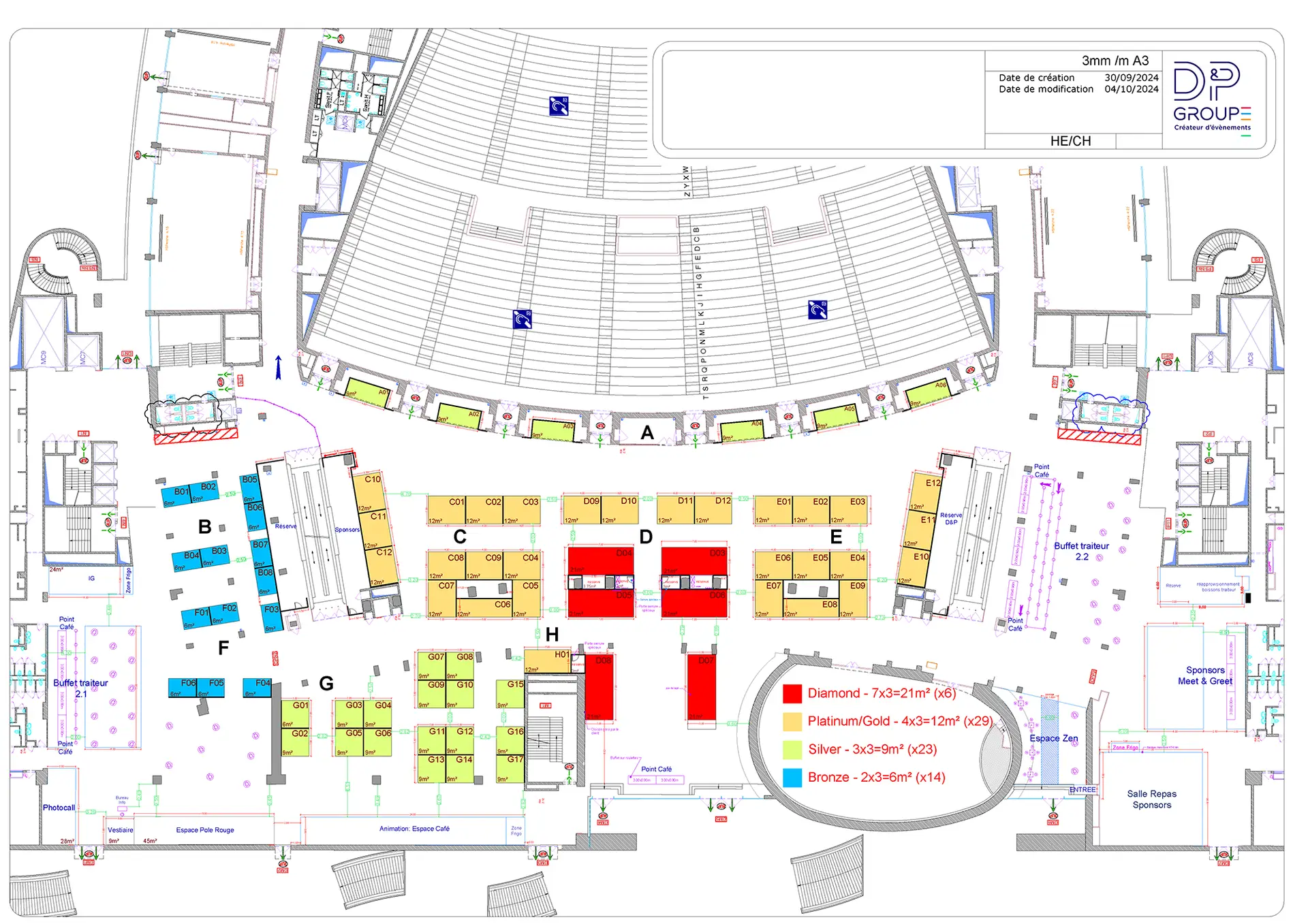 Plan technique du hall exposants Devoxx France — stands disponibles